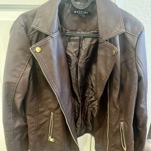 Brown Baccini Faux Leather Jacket.